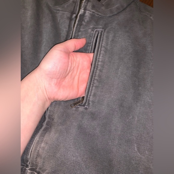 Carhartt V33 GVL Gray Fleece Sherpa Lined Canvas Rugged Work Wear Zip Up Vest XL - Picture 10 of 15